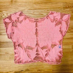 *Vintage* - Pink Bali Embroidered Top
